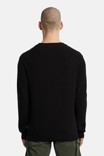 Sweat-shirt noir avec col rond de G-Star RAW, dos, avec une subtile texture côtelée.