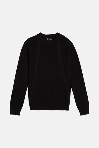Sweat-shirt noir à col rond de G-Star RAW, avec une fine structure côtelée et des manches longues.