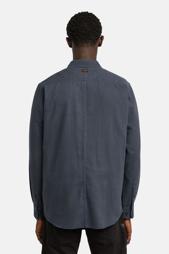 Chemise bleue à manches longues de G-Star RAW, vue arrière avec une subtile texture diagonale.