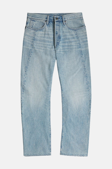 Jean droit bleu clair de G-Star RAW, avec un effet stonewash et cinq poches.