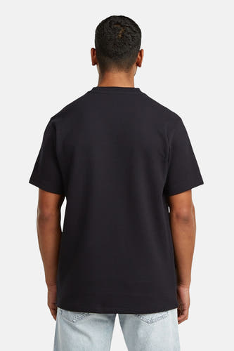 Zwart T-shirt met korte mouwen van G-Star RAW, gezien van achteren, met een subtiele geweven textuur.
