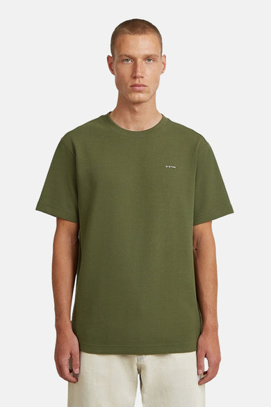 T-shirt vert à manches courtes G-Star RAW, avec une texture gaufrée, vu de dos.
