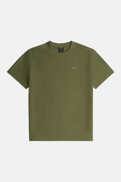T-shirt vert à manches courtes de G-Star RAW, avec une texture gaufrée et un petit logo sur la poitrine.