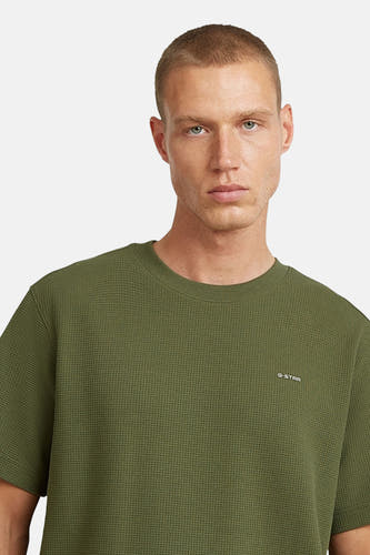 T-shirt vert à manches courtes de G-Star RAW, avec une structure gaufrée et un petit logo.