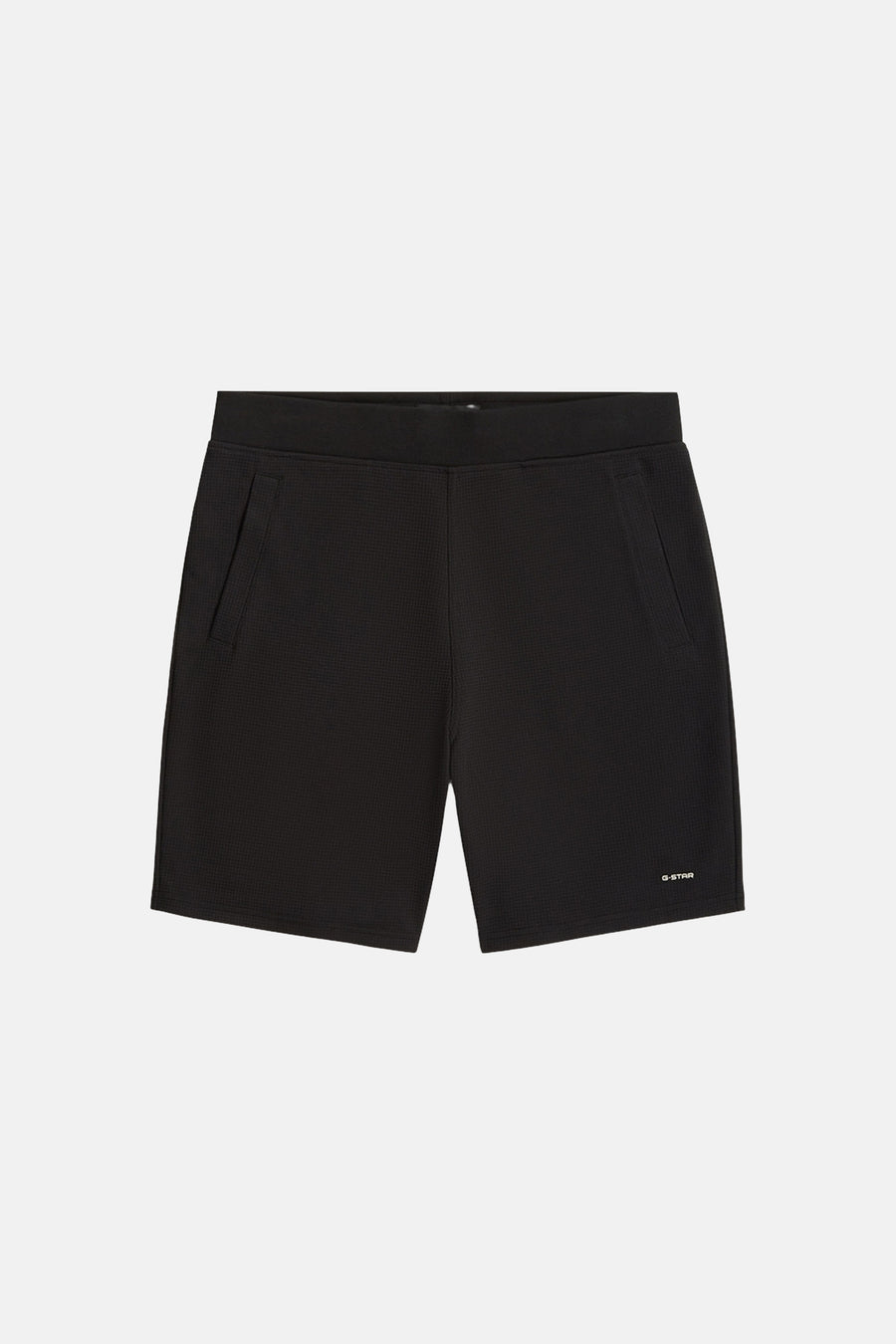 Zwarte short van G-Star RAW, met een subtiele wafeltextuur en steekzakken.