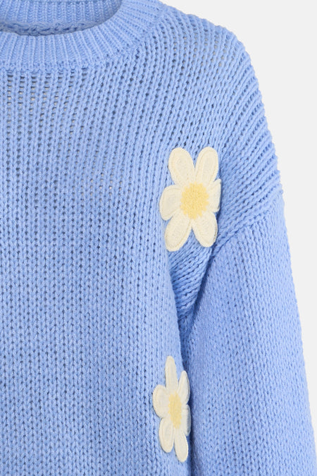 Pull à col rond - bleu