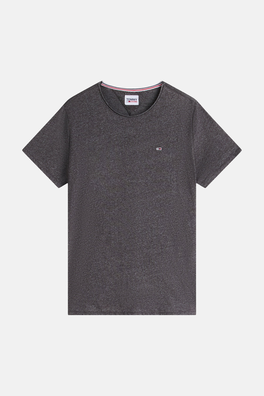 Gemêleerd donkergrijs T-shirt van TOMMY JEANS met ronde hals, korte mouwen en klein logootje op de borst.