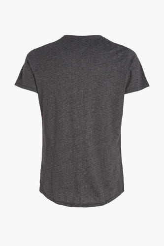 T-shirt noir de TOMMY JEANS, à manches courtes et en texture lisse, vu de dos.