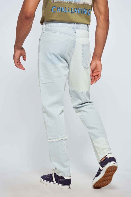 Jean &agrave; coupe carrot - bleu