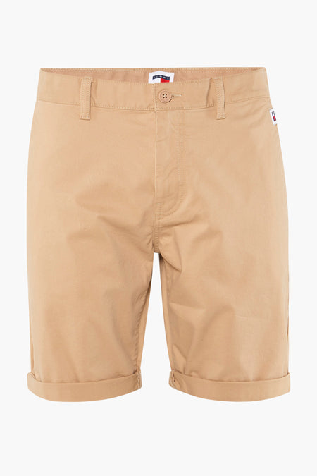 Short beige de TOMMY JEANS, avec fermeture à boutons et revers.