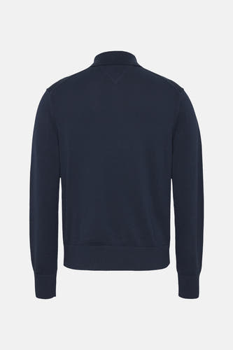 T-shirt bleu de TOMMY JEANS, dos en fine texture tricotée avec un col.