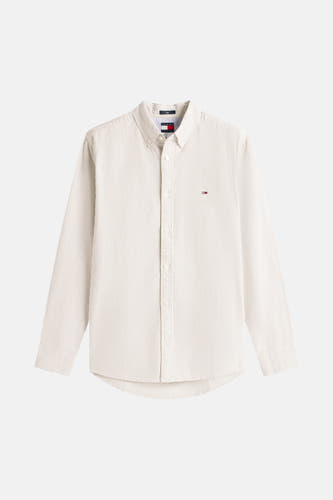 Chemise en corduroy Kaki pour hommes de TOMMY JEANS, avec manches longues et motif à carreaux.
