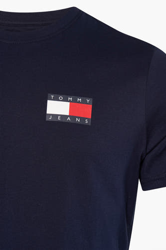 T-shirt bleu à manches courtes de TOMMY JEANS, avec logo sur la poitrine.