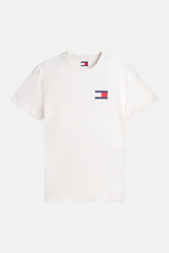 T-shirt blanc à manches courtes TOMMY JEANS, avec petit logo sur la poitrine.