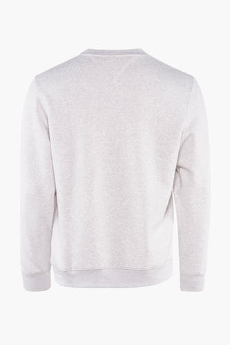 Pull gris TOMMYMY JEANS, avec man long long et et une en ronde, vu de l'arrière.