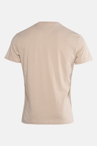 T-shirt beige à manches courtes de TOMMY JEANS, dos uni.