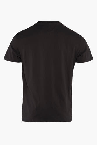 T-shirt noir à manches courtes de TOMMY JEANS, représenté sur un fond blanc.
