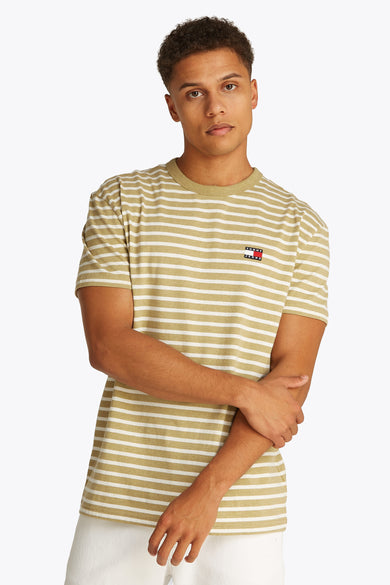 T-shirt vert de mantes courtes TOM TOMMY JEANS, un un motif rayé.