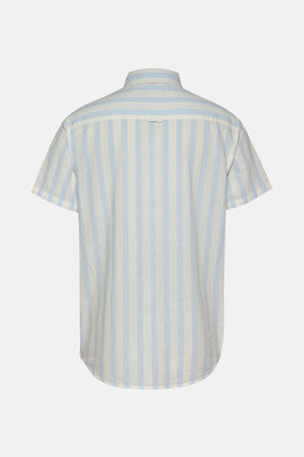 Chemise rayée bleue de TOMMY JEANS à manches courtes, vue arrière.