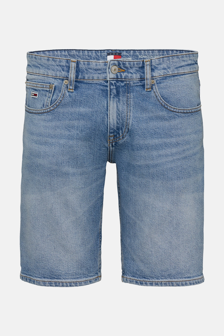Jean court bleu clair en denim de TOMMY JEANS, avec poches et fermeture à glissière.