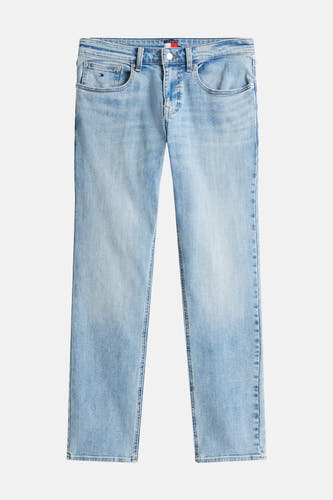 Jean slim de denim bleu clair de TOMMY JEANS, avec cinq poches et un lavage subtil.