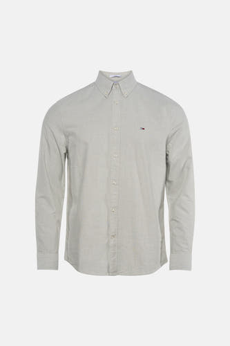 Groen overhemd van TOMMY JEANS, lichte stof, knoopsluiting, klein logo op borst, front view