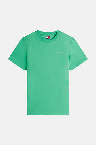 T-shirt vert à manches courtes de TOMMY JEANS, avec un petit logo sur la poitrine.