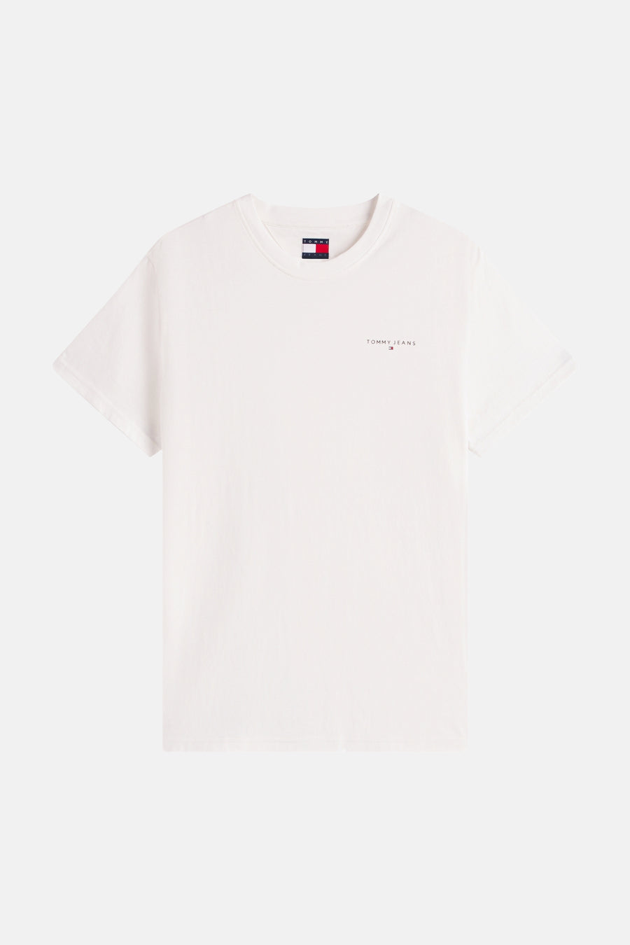 T-shirt blanc à manches courtes de TOMMY JEANS, avec logo sur la poitrine.