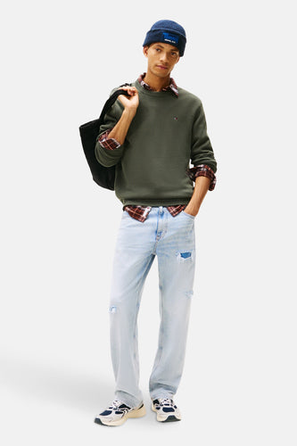 Pull à col rond - vert - TOMMY JEANS