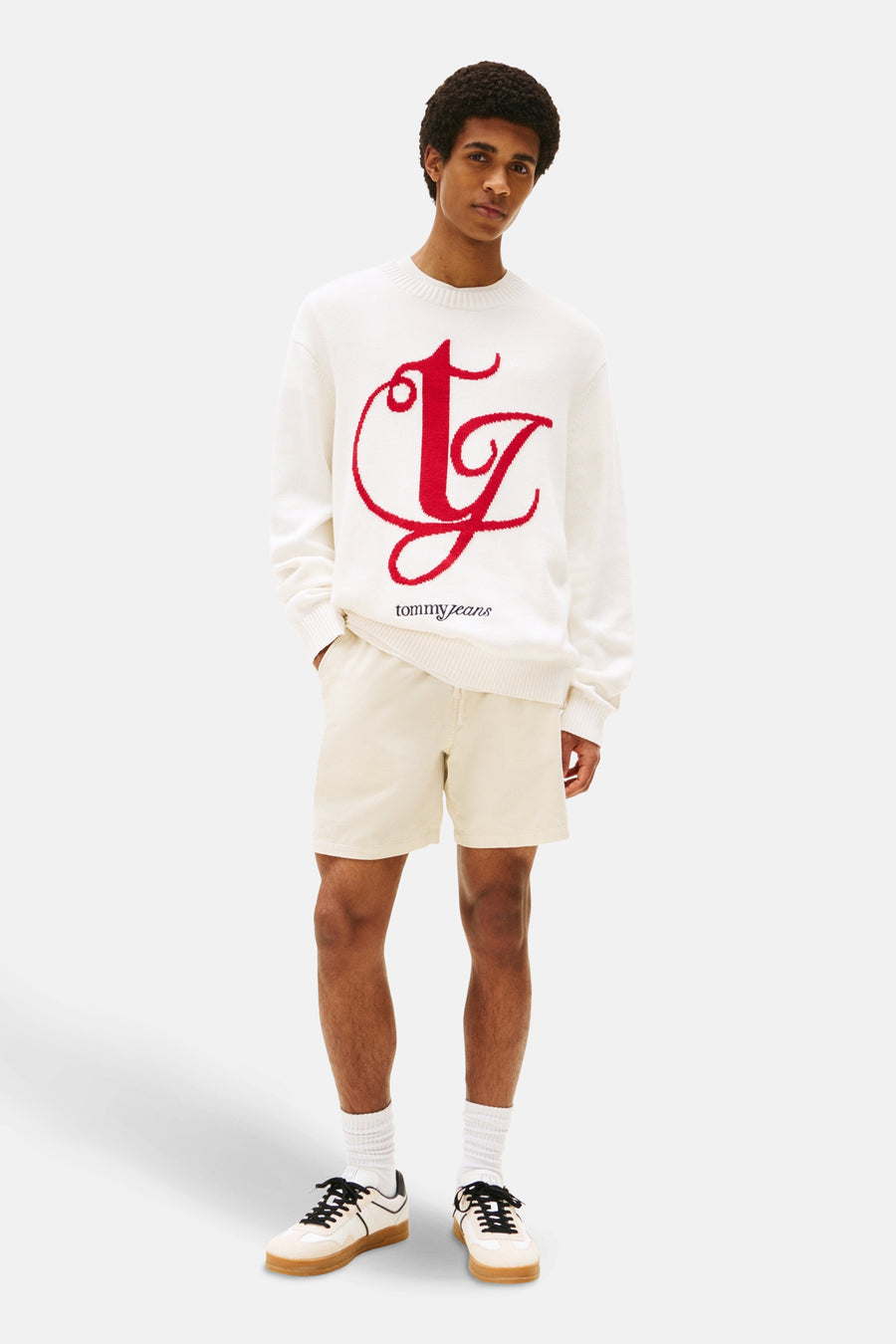 Pull à col rond - blanc - TOMMY JEANS