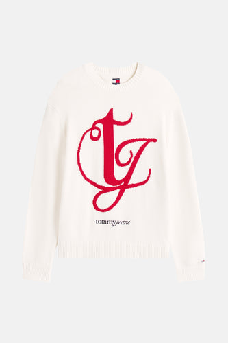 Pull à col rond - blanc - TOMMY JEANS