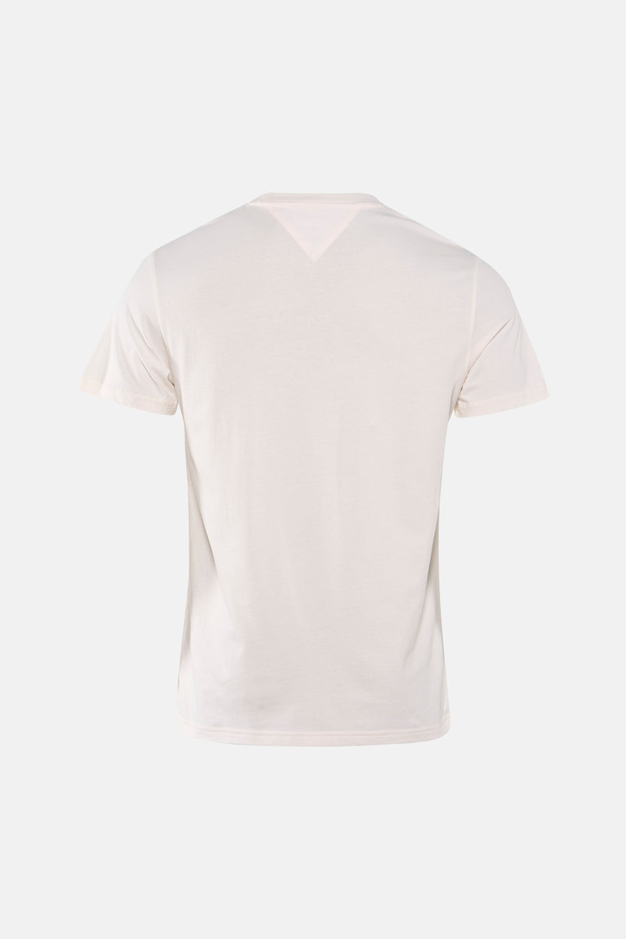 Witte korte mouwen T-shirt van TOMMY JEANS, achterzijde met V-hals, gladde stof, minimalistisch design