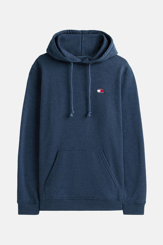 Pull-over bleu avec capuche de TOMMY JEANS, avec des cordons et une poche à l'avant.
