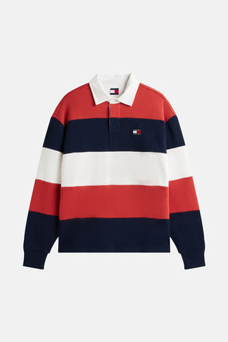 Sweater multicolore de TOMMY JEANS avec des manches longues, un col rond et un motif rayé.
