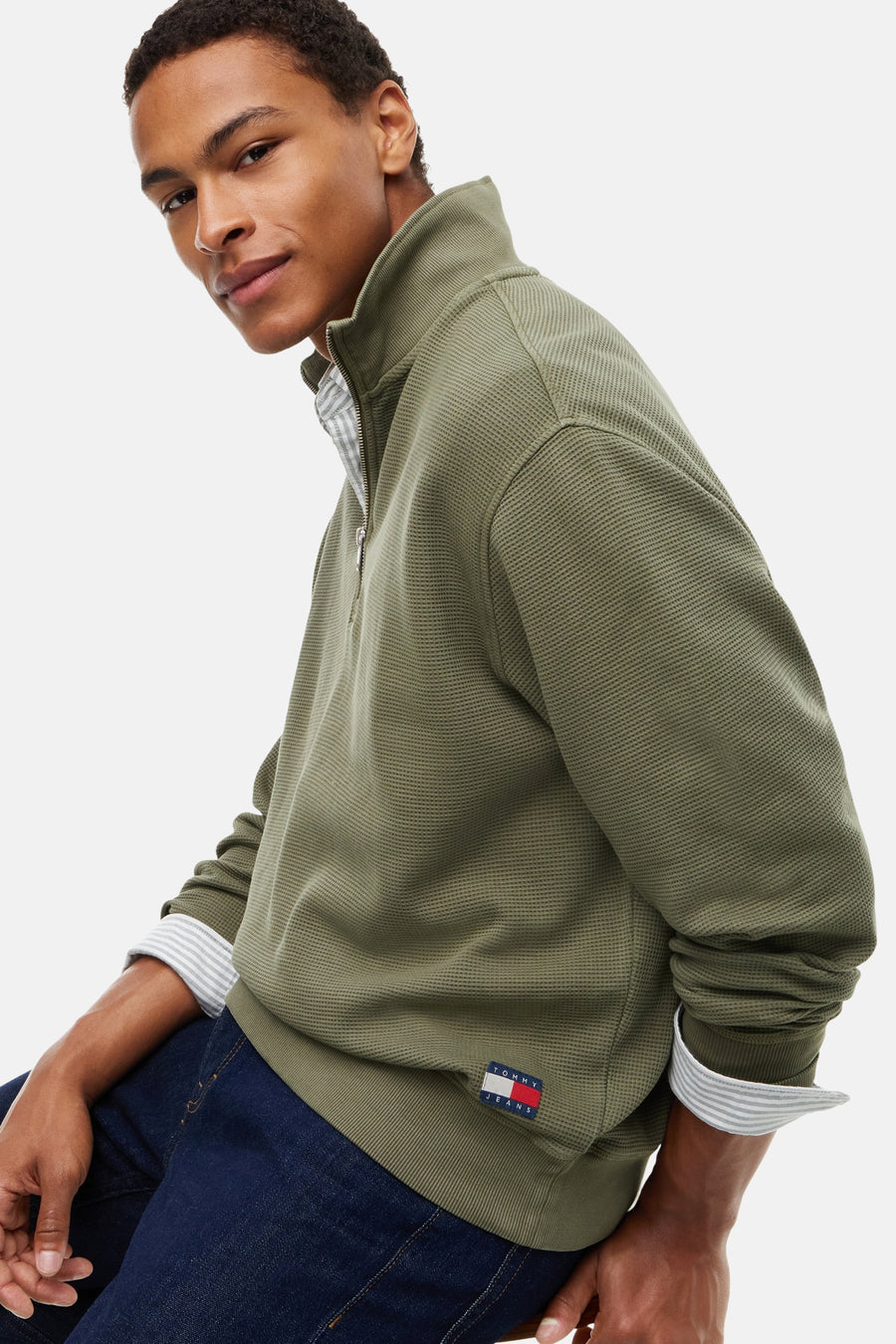 Sweat col O vert - TOMMY JEANS