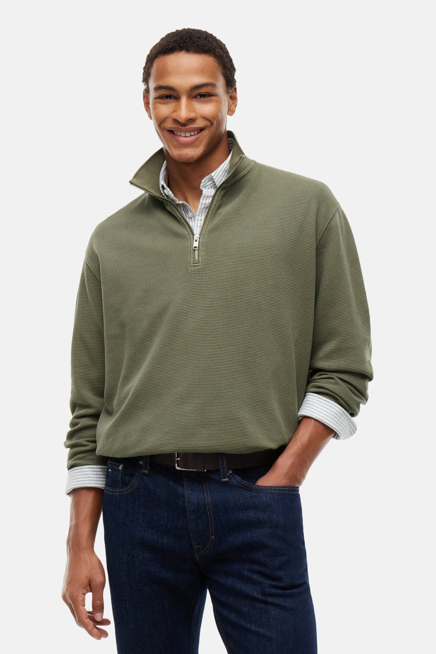 Sweat col O vert - TOMMY JEANS