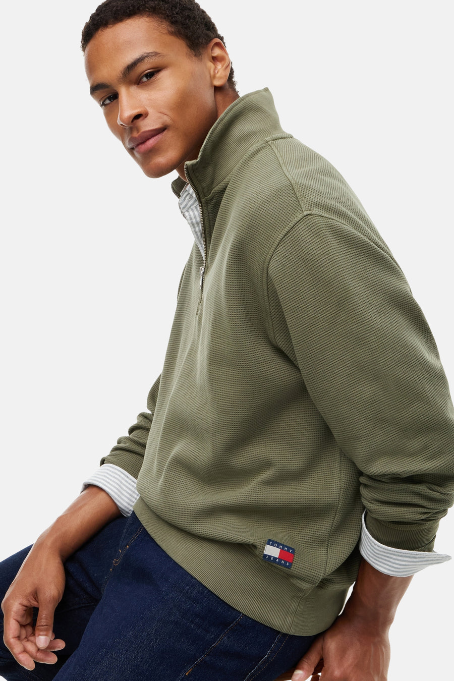 Sweat col O vert - TOMMY JEANS