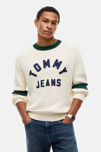 Pull col O beige - TOMMY JEANS