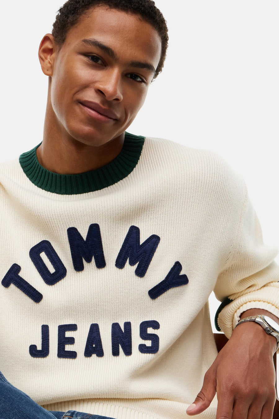 Pull col O beige - TOMMY JEANS