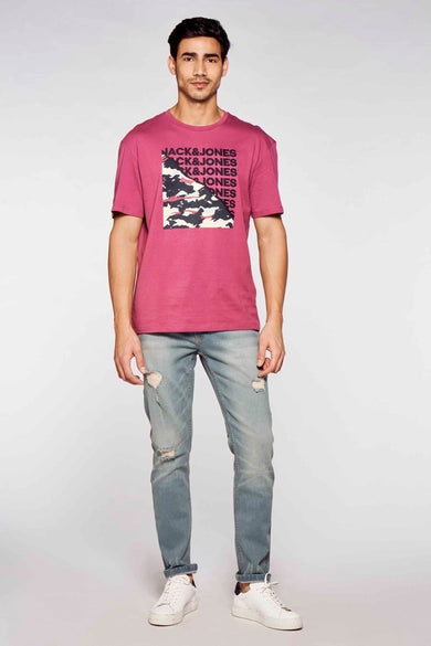 Jean slim bleu clair de DENIM PROJECT, avec des détails froncés et des poches repliées.
