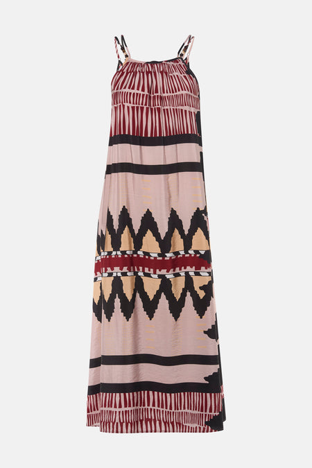 Multicolor mouwloos kleedje van ADORE met geometrische print, dunne bandjes en lichte stof, front view