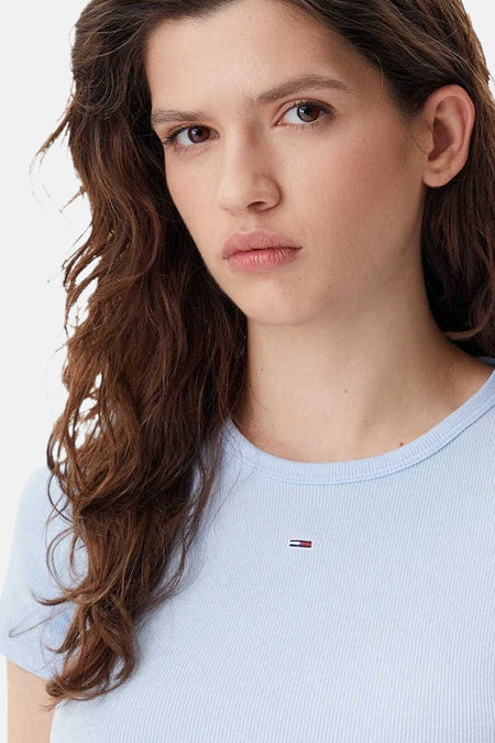 Top uni manche courte Bleu - TOMMY JEANS