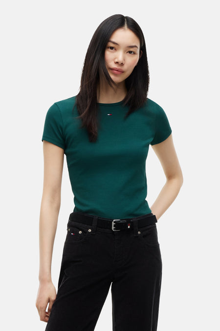 Top uni manche courte vert - TOMMY JEANS