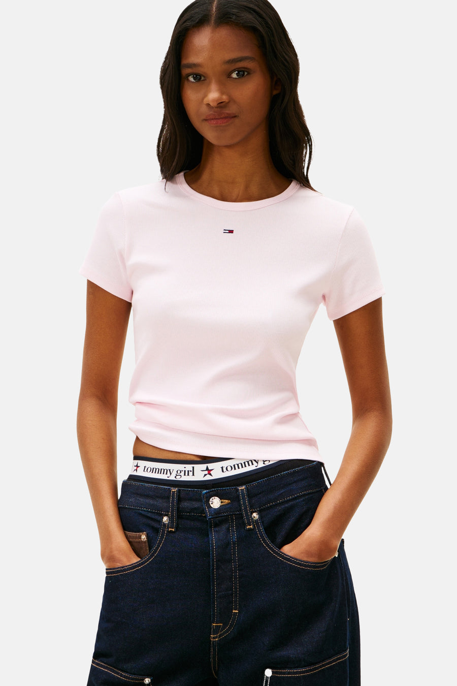 Top uni manche courte rose - TOMMY JEANS - TOMMY JEANS