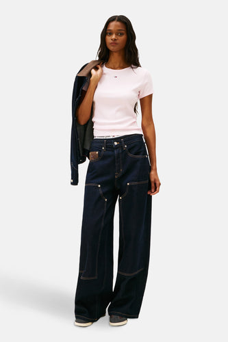 Top uni manche courte rose - TOMMY JEANS - TOMMY JEANS