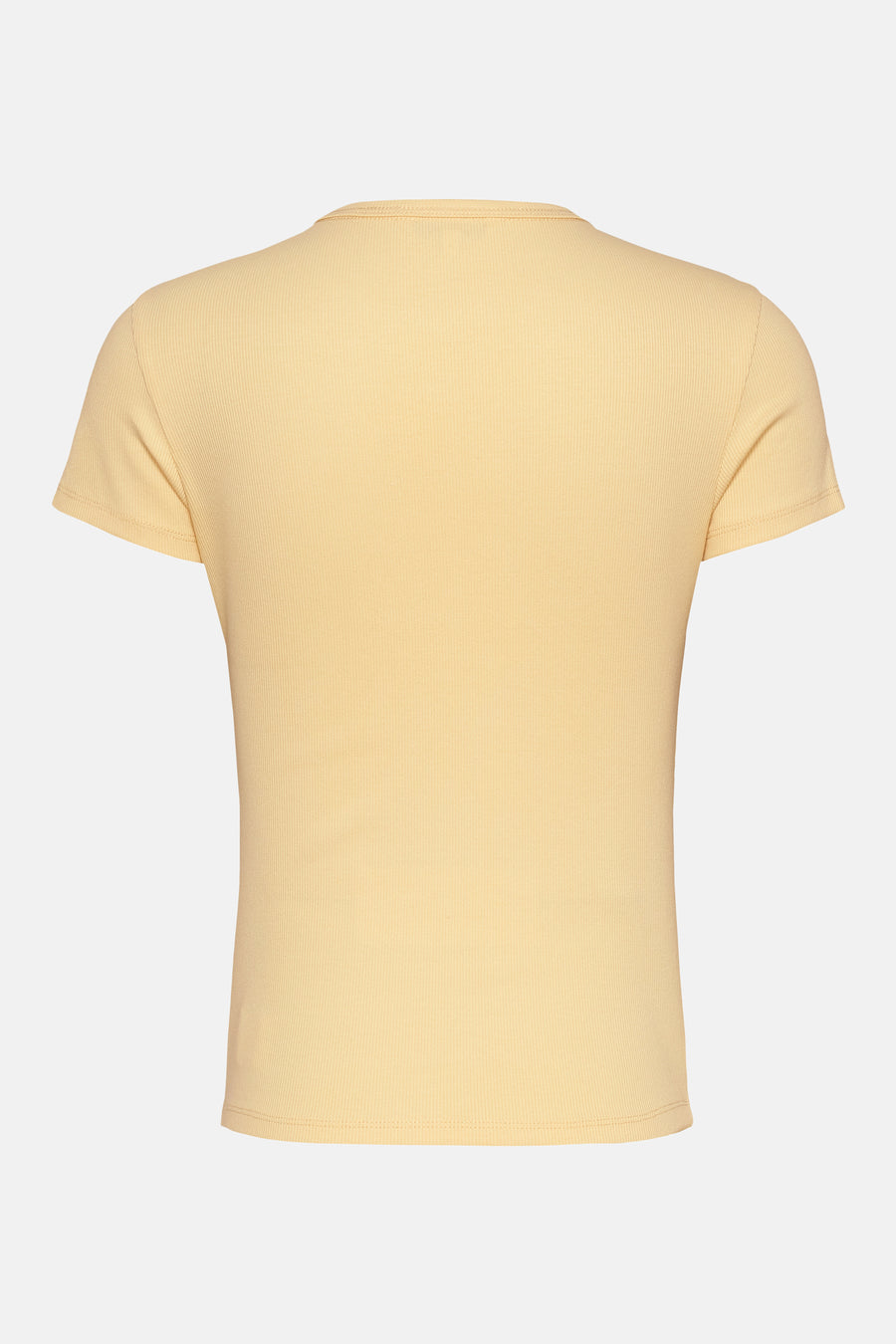 T-shirt jaune à manches courtes de TOMMY JEANS, avec une fine structure en côtes.