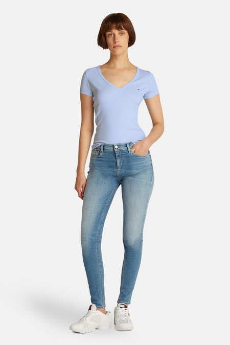 Top uni manche courte Bleu - TOMMY JEANS