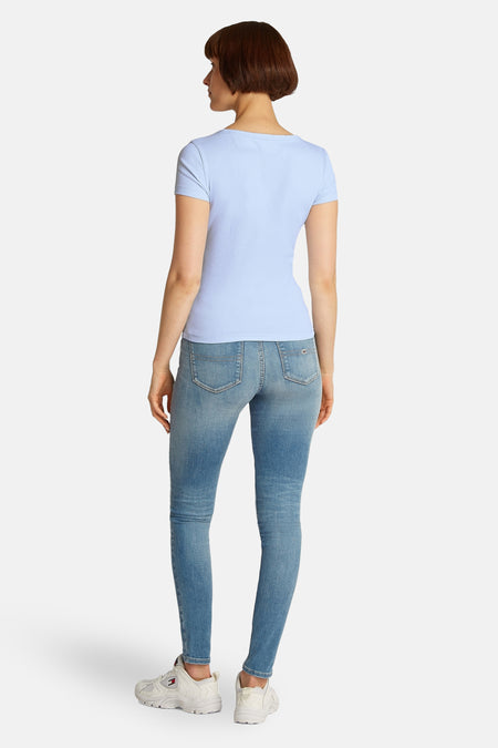 Top uni manche courte Bleu - TOMMY JEANS