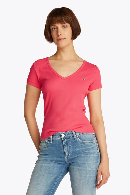 Top uni manche courte Rose - TOMMY JEANS