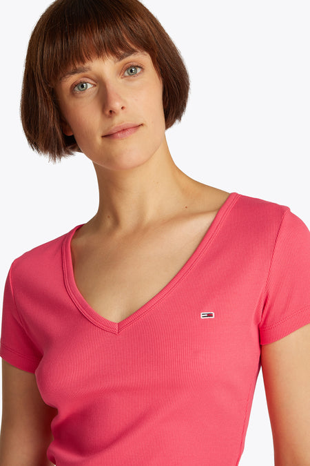 Top uni manche courte Rose - TOMMY JEANS